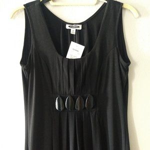 Black Evening Party Dress Pleated, Sleeveless Jewell Band. New Never Worn Size 8